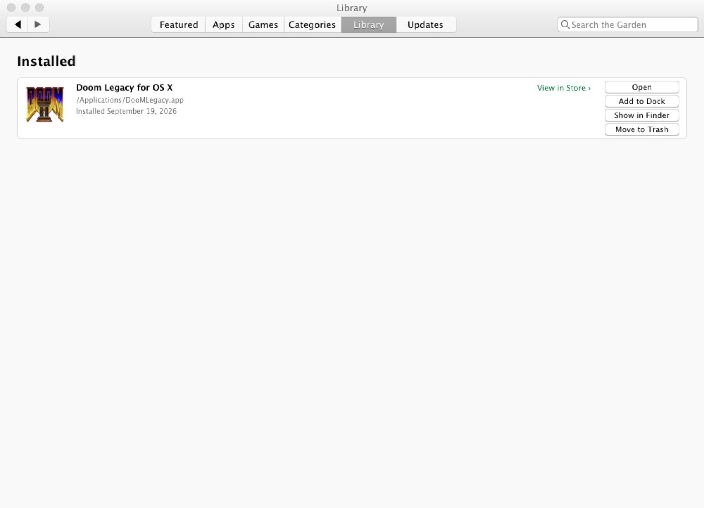 The Library tab, listing installed titles with their real icons